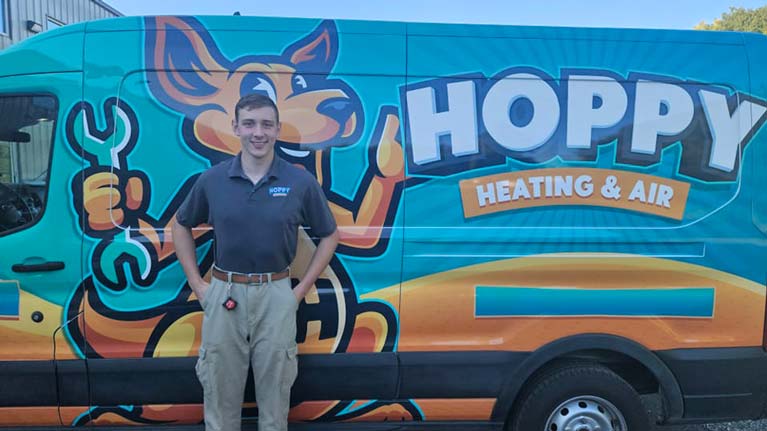 mobile technician by branded truck